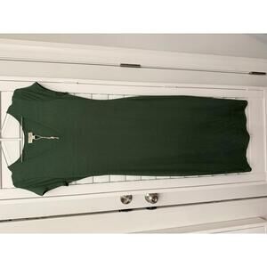 See You Monday Green cap sleeve v neck slim fit midi dress size XL